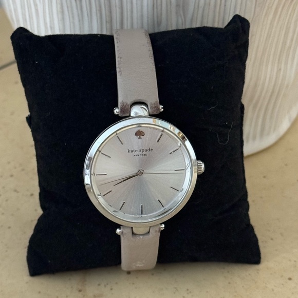kate spade Jewelry - Kate Spade Silver Watch with Taupe Strap
